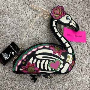 Betsey Johnson Glow in the Dark Flamingo Skeleton Purse